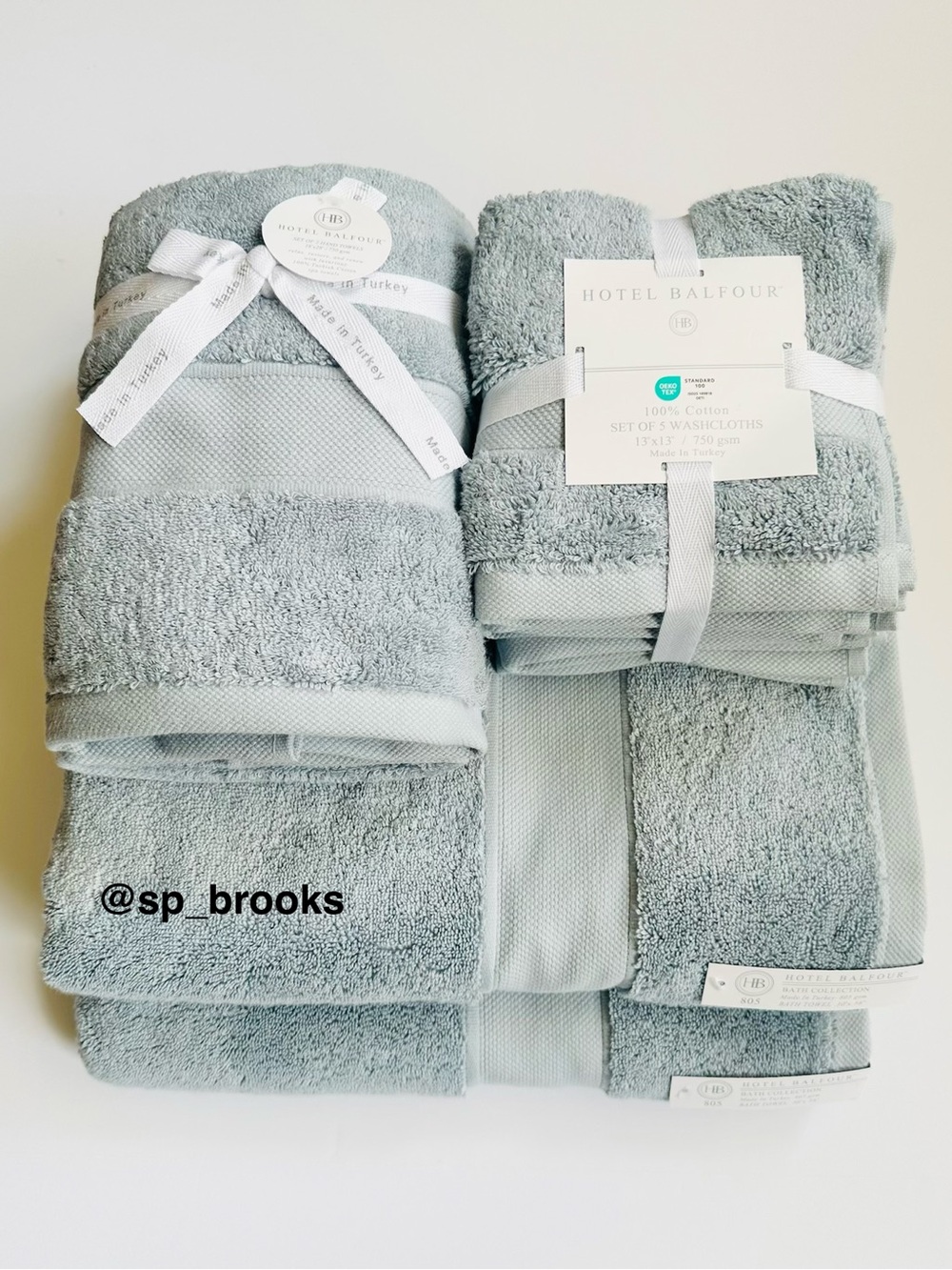 🎁Hotel Balfour Bath Towel Set - Light Blue Chambray - 9 PCS - 750 & 805 gsm